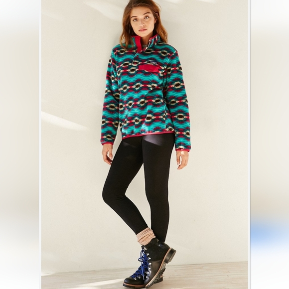 Patagonia Synchilla Snap-T Pullover Aztec Tribal Wild Desert Teal Print 2015 - Picture 9 of 9